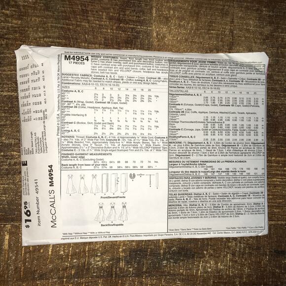 McCalls Sewing Pattern M4954 Costume Cosplay Greek Goddess Cleopatra 6-12 UNCUT - Picture 2 of 3